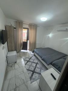 a bedroom with a bed and a tv in it at xxx in Cernica