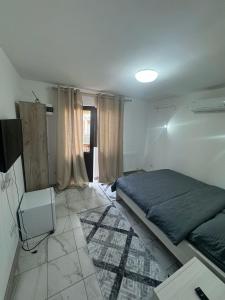 a bedroom with a bed and a tv in it at xxx in Cernica