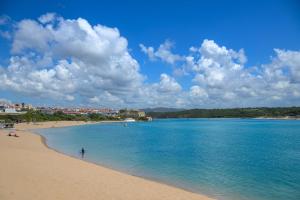 a view of a beach with people in the water at Milfontes Beach House in Vila Nova de Milfontes