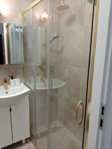 Et badeværelse på Apartament Centrum Podjasnogórski + 6 billeder