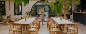 a row of tables and chairs in a restaurant at GAIA ALAÇATI in Alaçatı +37 photos