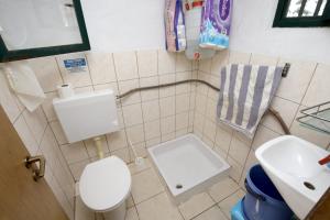 ein kleines Badezimmer mit Toilette und Waschbecken in der Unterkunft Secluded fisherman's cottage Cove Ducac, Brac - 24291 in Postira