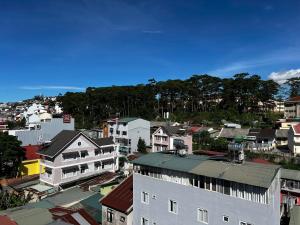 an overhead view of a city with buildings and trees at Agape House Và Apartment in Da Lat