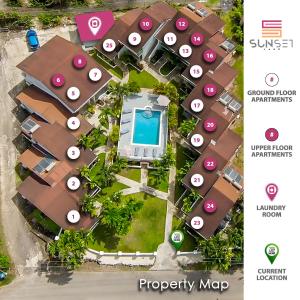 an overhead view of a property map of a resort at Sunset Lane Apartment Hotel in Saint James