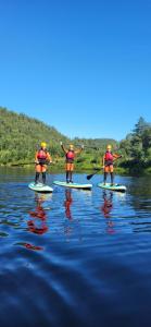 three people on paddle boards in the water at Sirdal fjellpark in Tjørhom +21 photos