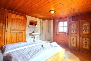 Postel nebo postele na pokoji v ubytování Almliesl WALD-744