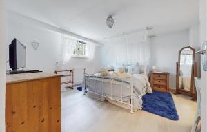 a bedroom with a bed and a tv in it at Lovely Apartment In Magnac Laval in Magnac-Laval