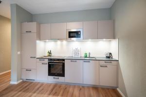 Η κουζίνα ή μικρή κουζίνα στο BetweenLakes Apartment ground fl