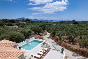 an aerial view of a villa with a swimming pool at Angel Villa Zante in Lithakia