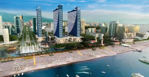 Nespecifikovaný výhled na destinaci Batumi nebo výhled na město při pohledu z apartmánu