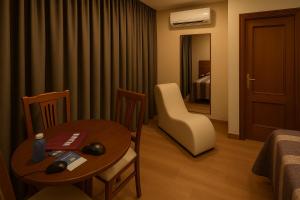 A seating area at Motel Latino