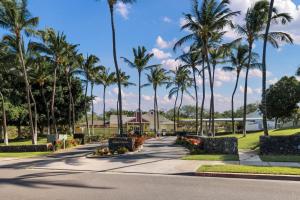 a street with palm trees and a road at Big Island Fairway Terrace A-202 by Coldwell Banker Island Vacations in Waikoloa Village