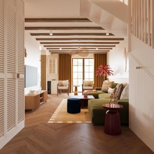 a living room with a couch and a table at Sea You Sun in Rogowo +54 photos