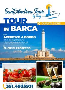 a flyer for a tour in barcelona with a lighthouse at La Habitacion del Mar in Gallipoli