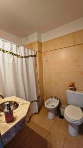 a bathroom with a toilet and a sink at La Estadía in Puerto Madryn +27 photos