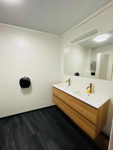 a bathroom with a sink and a mirror at Tahiti Sunshine in Papeete