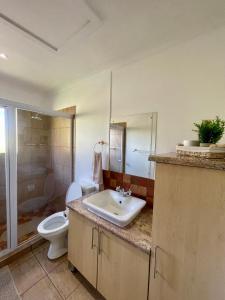 a bathroom with a sink and a toilet at Galil Farm in Crossroads