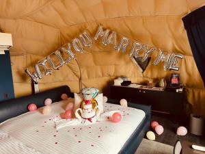Postel nebo postele na pokoji v ubytování Mount Fuji Panorama Glamping