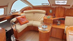 a view of the back seat of a boat at ALL ONE Catamaran in Ponta Delgada