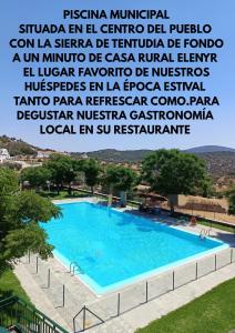 a collage of photos of a swimming pool with the words la merida mineral at CASA RURAL ELENYR in Calera de León