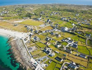 an aerial view of a village next to the ocean at Sarahs Home Away from Home Luxury Apartment in Ennis