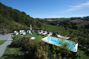 a pool in the grass with lounge chairs at Le Cune, Apt Belvedere - AC, Pool & Jacuzzi in Palazzo