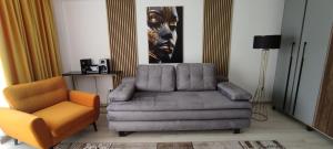 a living room with a couch and a chair at Gescu in Râşnov
