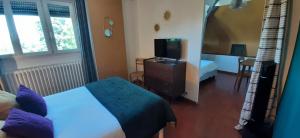Televisyen dan/atau pusat hiburan di Hotel Restaurant Le Bosquet