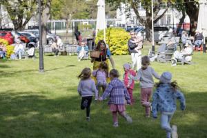 a group of children playing in a park at Prawdzic Family Resort & Wellness in Gdańsk