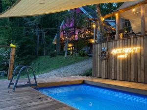 ein Swimmingpool vor einem Haus in der Unterkunft 貸別荘MUSIC FOREST by MFR in Sasayama
