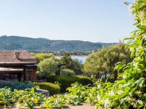 d'un jardin avec vue sur l'eau et les montagnes. dans l'établissement Caletta Nest 10 - Klodge, à Porto Rotondo