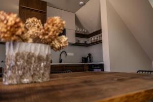 Kuchyňa alebo kuchynka v ubytovaní Rodinný apartmán s výhledem na zámek