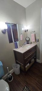 a bathroom with a sink and a mirror at Trailhead Room - Near Mendenhall Glacier, Trails, and Conveniences - DISCOUNTS ON TOURS! in Mendenhaven +30 photos