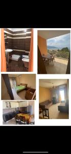 un collage di quattro foto di camere diverse di Seaside Apartment Vlora a Vlorë