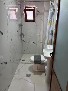 a bathroom with a toilet and a sink at P&K apartment Pogradec in Pogradec
