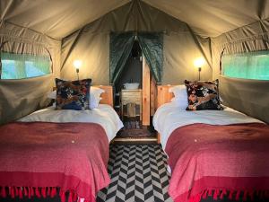 a bedroom with two beds in a tent at The Termite Mound - Termite Tented in Khwai