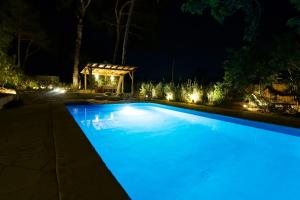 une piscine la nuit avec un gazebo dans l'établissement Spacious & Luxury villa in Ibiza - Santa Gertrudis - Villa Chiquita, à Santa Gertrudis de Fruitera