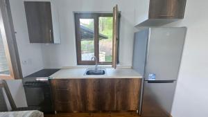 a kitchen with a sink and a refrigerator at Panorama in Plav