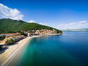an aerial view of a beach next to the water at Hotel Marina - by Liburnia Hotels & Villas in Mošćenička Draga