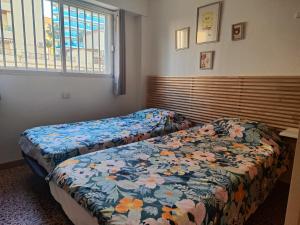 two beds sitting next to each other in a room at Gran piso cerca del mar in Puerto de Gandía