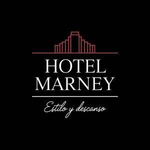 Un logotipo para un gerente de hotel con un edificio. en Hotel Marney Aguascalientes, en Aguascalientes