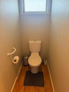 un piccolo bagno con servizi igienici e finestra di Sun filled character home a Napier Altre 13 foto