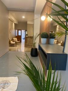a living room with a couch and some plants at Tribunales in Junín