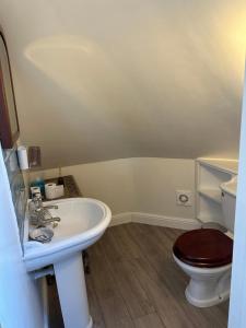 a bathroom with a sink and a toilet at The Millers Cottage in Cambridge +31 photos
