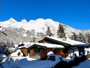 シャルニッツにあるChalet Claudiaの山を背景に雪に覆われた家 +9枚の写真