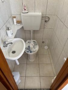a small bathroom with a toilet and a sink at Apartman Antony in Čitluk