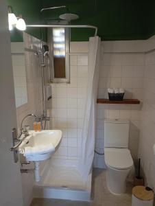 a bathroom with a sink and a toilet at Studio Sykea SgS in Xylokastro