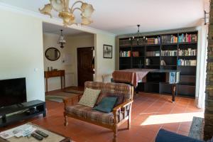 een woonkamer met een bank, een stoel en een tv bij Spacious Villa in Vila Nova de Gaia in Vila Nova de Gaia