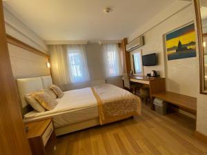 a hotel room with a bed and a desk at Timeks Hotel Sultanahmet in Istanbul