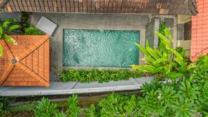 an overhead view of a swimming pool in a garden at Villa Naynaka in Seminyak